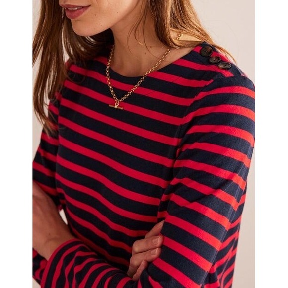 Boden Sophie Breton Striped Jersey Shift Dress Women 12L Nautical Preppy Coastal - Picture 11 of 11